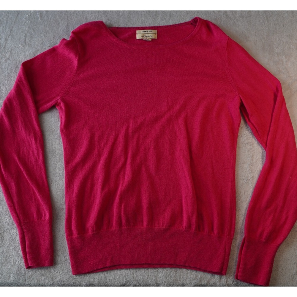GH Bass Womens Sweater Cotton Cashmere Blend Pullover Size L Hot pink Classic